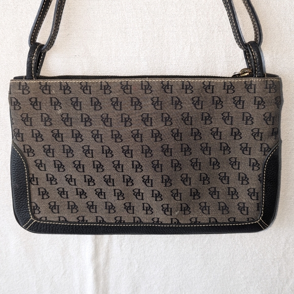 Vintage Dooney and Bourke Black Leather Gray Canvas Crossbody/Wristlet Bag - Picture 10 of 10